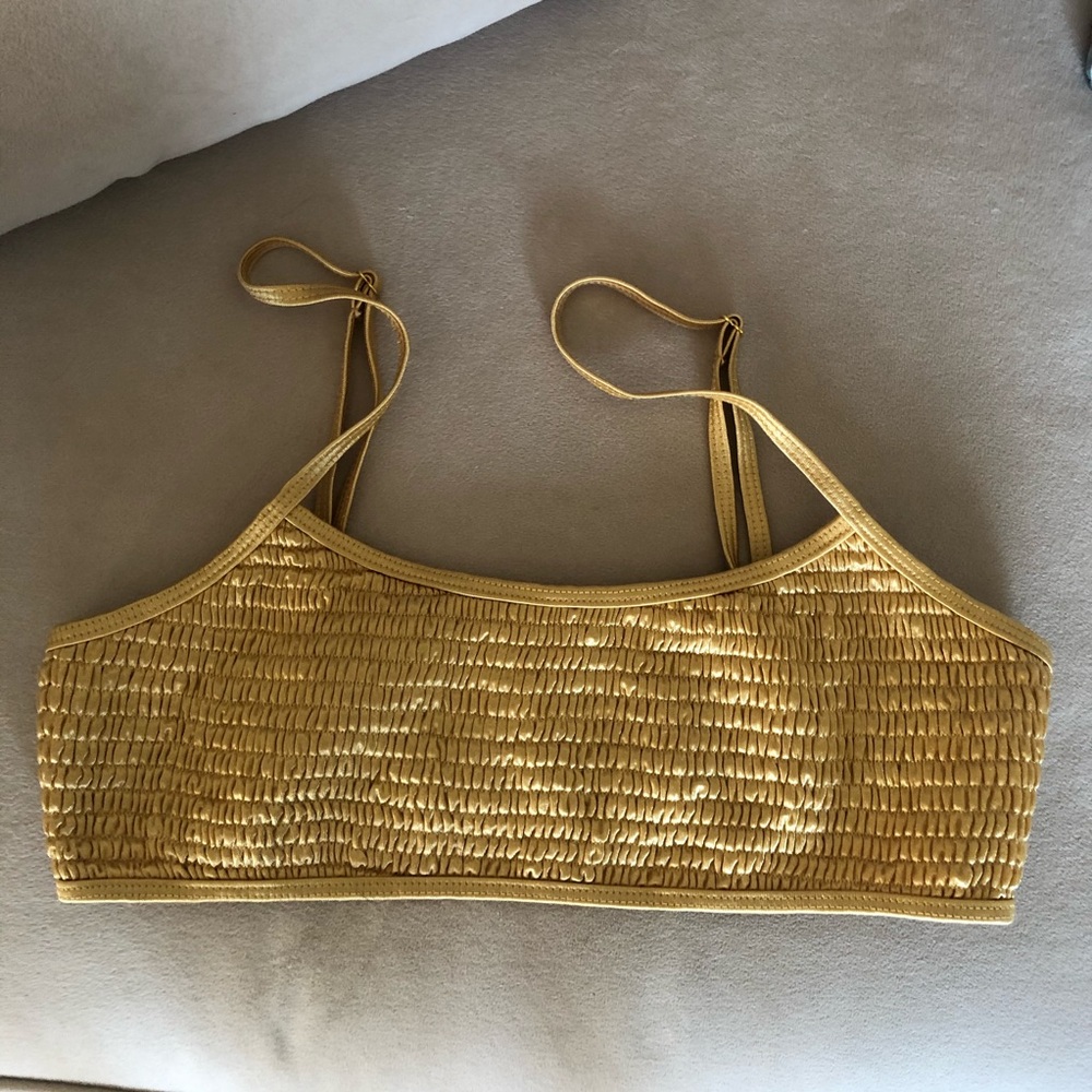 twiin alexa gold ribbed bikini top